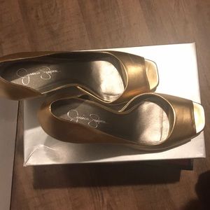 Gold Jessica Simpson heels